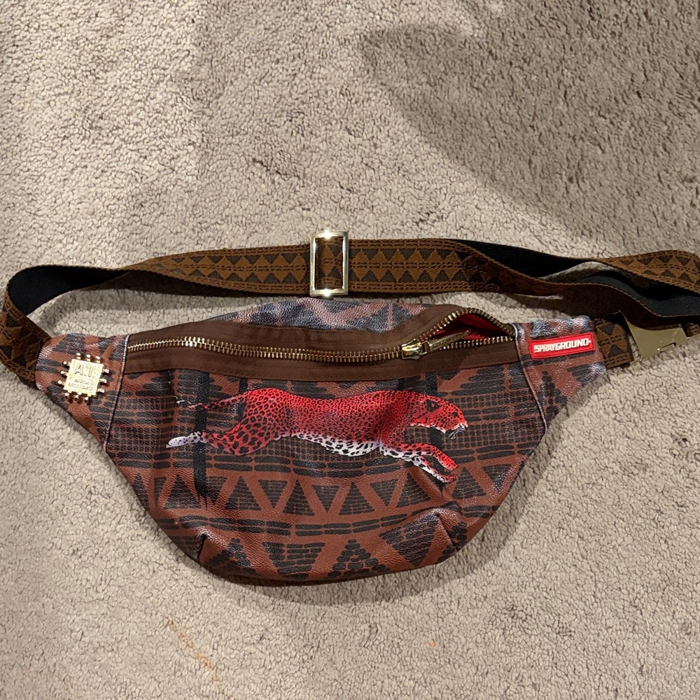 Sprayground Brown and Red Patterned Fanny Pack